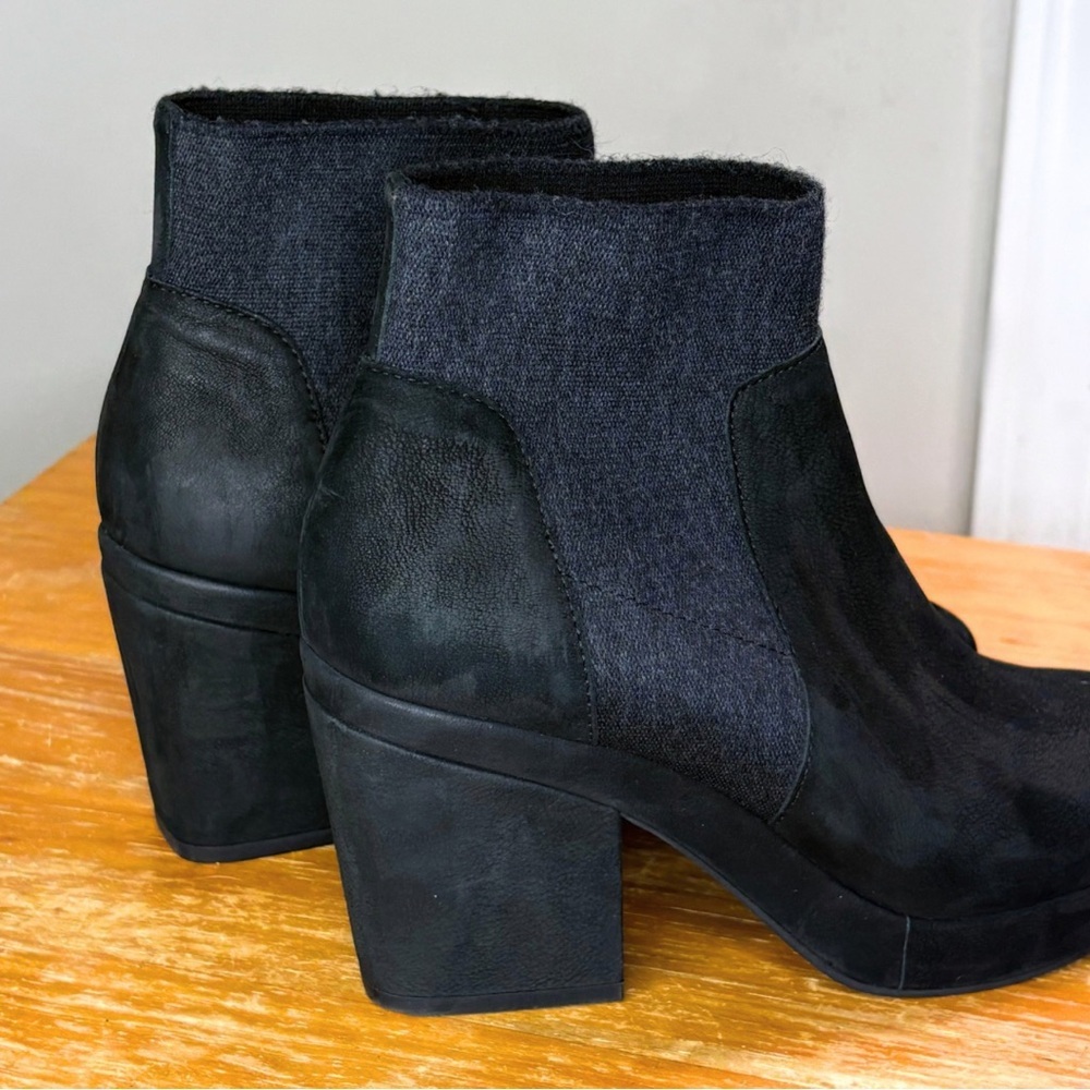 Eileen Fisher Nubuck Leather Block Heel Booties - Picture 6 of 12
